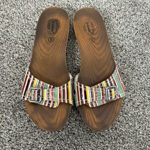 Dr. Scholls sandals with colorful stripes